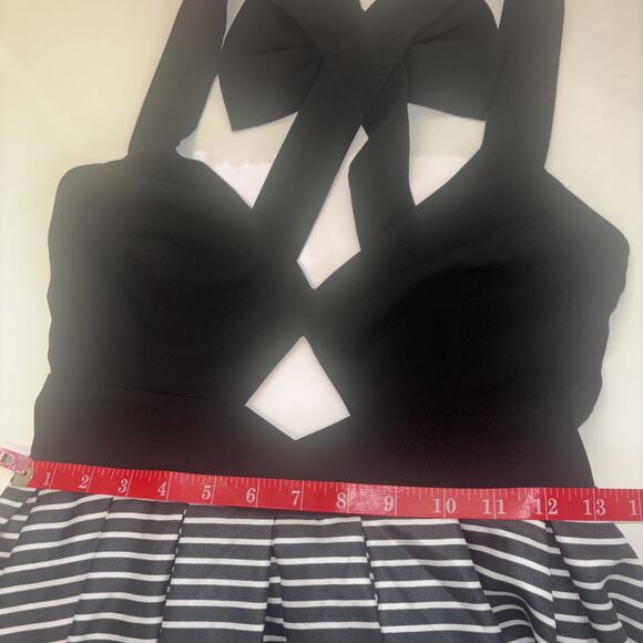 Ark & Co Women’s Dress Sz Med Babydoll Dress Fit flare Bow Stripped - Picture 12 of 13